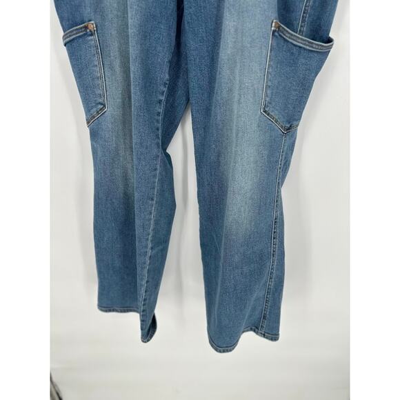 Judy Blue 90s Straight Cargo Jeans Womens 18W Blue High Rise Denim Medium Wash - Picture 3 of 9